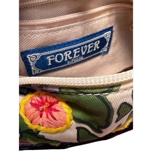 Forever by Fossil Handbag Floral Embroidered Purse Bag - Picture 8 of 9